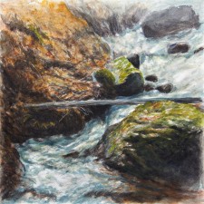 "Trout Run Rock Fall", 2010, Watercolor/Drybrush on Paper, 12 x 12 in., by David Jay Spyker